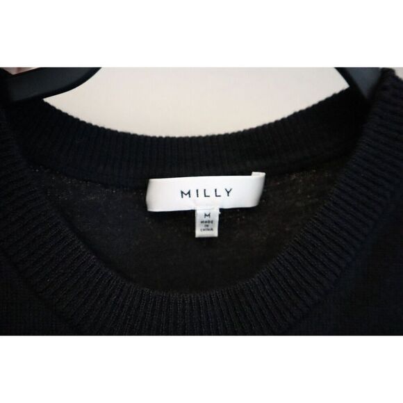 Milly New York Women's Sz M Black/Maroon Velour/Knit Corsetry Pullover Sweater - Picture 4 of 8